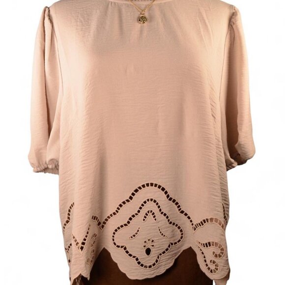 Eyelet Embroidered Woven Crop Top - Picture 1 of 7